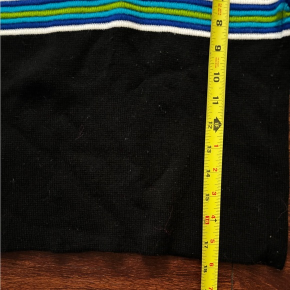 VINTAGE 90s Black Sweater Blue and Green Stripes Streetwear Y2K - Picture 4 of 6